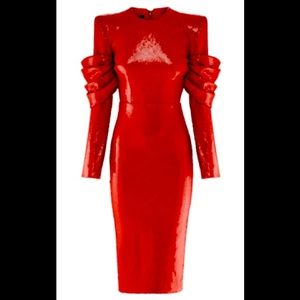 Catwalk Connection Alana MIDI Red Sequin Dress